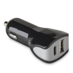 CCTYPECUSBBK CELLY CARGADOR DE COCHE 1 USB - 1 USB-C 17W NEGRO