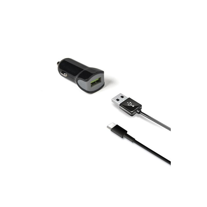 CCUSBTYPEC CELLY CARGADOR DE COCHE USB + CABLE USB - USB-C 12W NEGRO