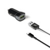 CCUSBTYPEC CELLY CARGADOR DE COCHE USB + CABLE USB - USB-C 12W NEGRO