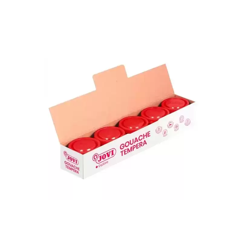50307 JOVI TÉMPERA ESCOLAR ESTUCHE 5 BOTES BERMELLÓN DE 35ML