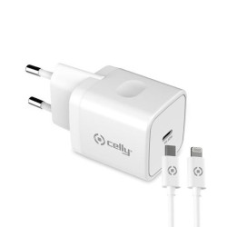 TC1C20WLIGHTWH CELLY CARGADOR PARED USB-C + CABLE USB-C - LIGHTNING 20W BLANCO