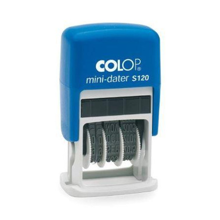 104691 COLOP SELLO PRINTER S120 4MM FECHA ESPAÑOL AZUL/NEGRO