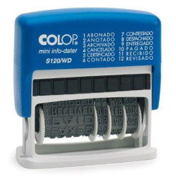 104961 COLOP SELLO PRINTER S120/WD 4MM FORMULA/FECHA ESPAÑOL AZUL/BICOLOR