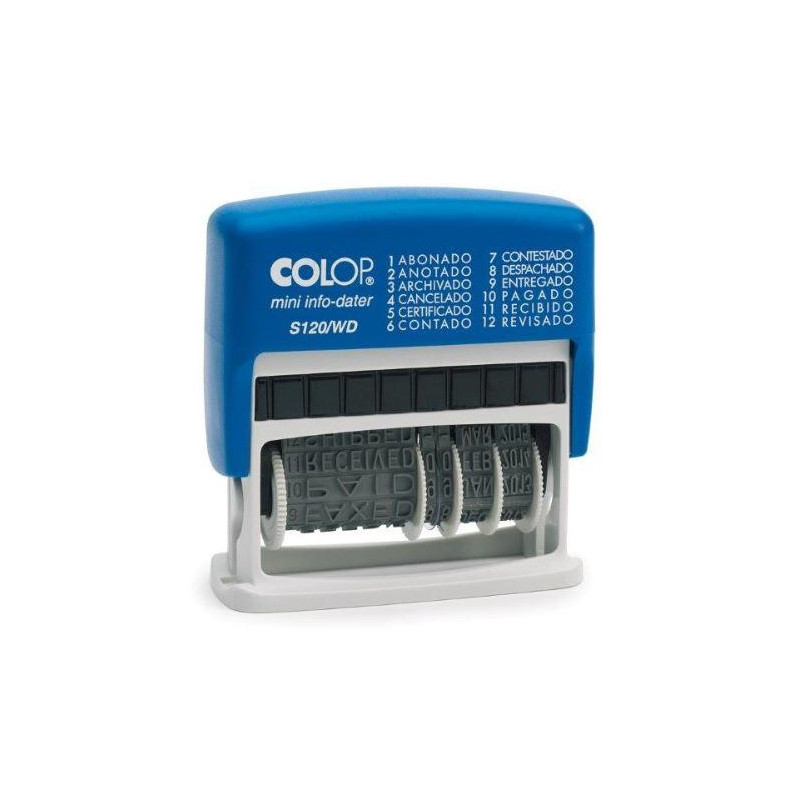 104961 COLOP SELLO PRINTER S120/WD 4MM FORMULA/FECHA ESPAÑOL AZUL/BICOLOR