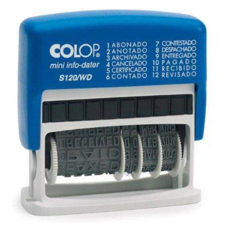 104961 COLOP SELLO PRINTER S120/WD 4MM FORMULA/FECHA ESPAÑOL AZUL/BICOLOR