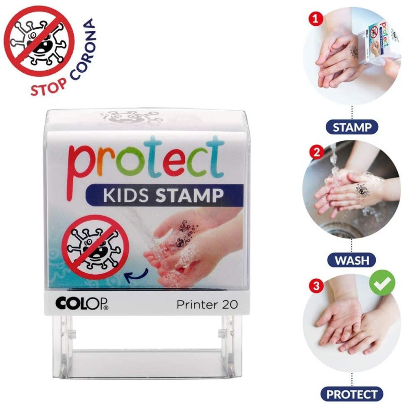 155231 COLOP SELLO PRINTER 20 PROTECT KIDS 190X120MM NEGRO BLISTER