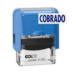 501095 COLOP SELLO PRINTER C20 FORMULA " COBRADO " ALMOHADILLA E/20 14X38MM AZUL