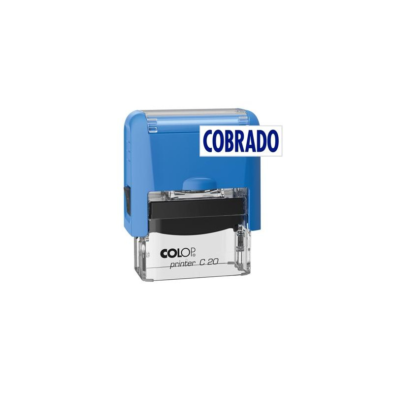 501095 COLOP SELLO PRINTER C20 FORMULA " COBRADO " ALMOHADILLA E/20 14X38MM AZUL