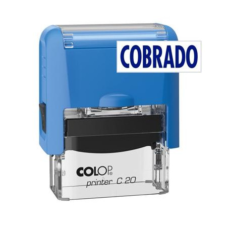 501095 COLOP SELLO PRINTER C20 FORMULA " COBRADO " ALMOHADILLA E/20 14X38MM AZUL