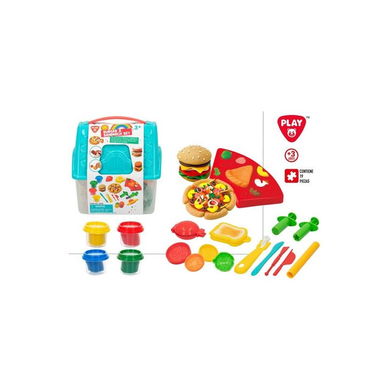 46756 COLORBABY PLAYGO-SET PLASTILINA BURGER Y SANDWICH C/SURTIDOS +3 AÑOS