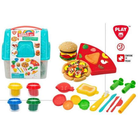 46756 COLORBABY PLAYGO-SET PLASTILINA BURGER Y SANDWICH C/SURTIDOS +3 AÑOS