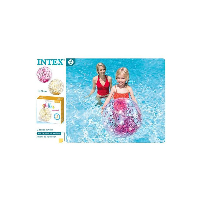 58070 COLORBABY PELOTA TRANSPARENTE GLITTER Ø51CM HINCHABLE C/SURTIDOS