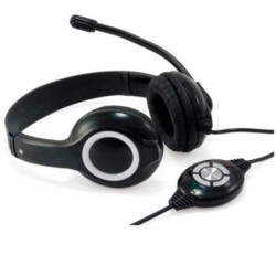 CCHATSTARU2B CONCEPTRONIC AURICULARES BIAURAL ESTEREO MICRÓFONO FLEXIBLE C/ CABLE USB NEGRO