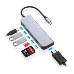 DONN02G CONCEPTRONIC ADAPTADOR HUB 6 EN 1 USB-C A HDMI/USB-C/USB 3.0/SD/MICRO SD GRIS