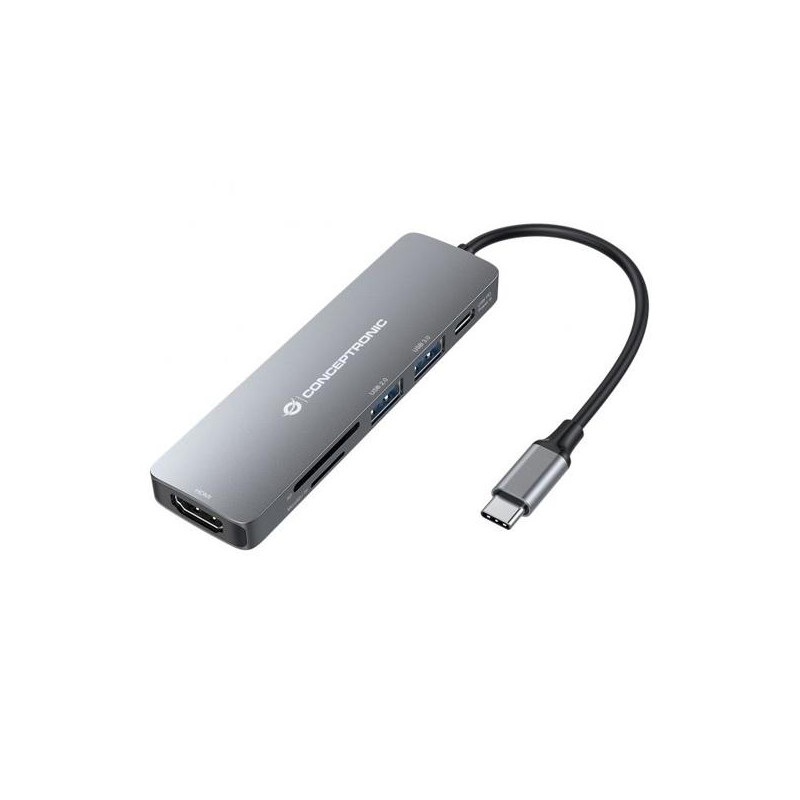 DONN11G CONCEPTRONIC ADAPTADOR USB-C 6EN1 HDMI-USB-C USB 3.0 LECTOR SD