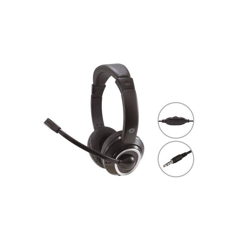 POLONA02B CONCEPTRONIC AURICULARES JACK 3.5 MM MICROFONO FLEXIBLE CONTROL VOLUMEN NEGRO