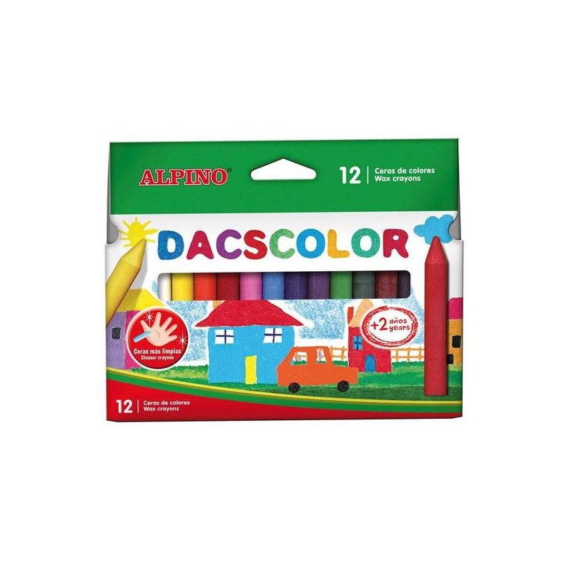 DC050290 DACSCOLOR CERAS 80MM SEMIBLANDAS NO MANCHAN SURTIDOS -ESTUCHE DE 12U-