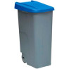 23450-AZ DENOX CONTENEDOR DE RECICLAJE C/RUEDAS Y ASA CERRADO 110L GRIS C/TAPA AZUL