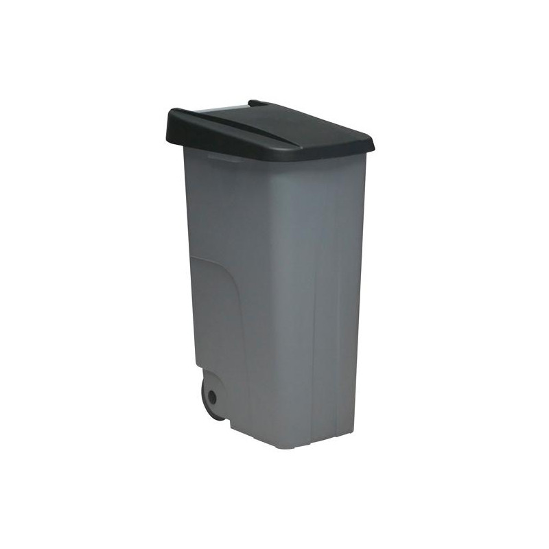 23450-NE DENOX CONTENEDOR DE BASURA ECO C/RUEDAS Y ASA 110L GRIS C/TAPA NEGRO