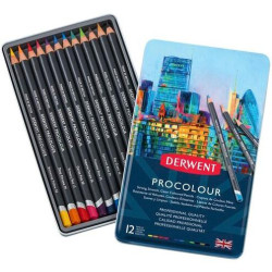 2302505 DERWENT LÁPICES DE COLORES PROCOLOUR C/SURTIDOS CAJA METÁLICA 12 UD