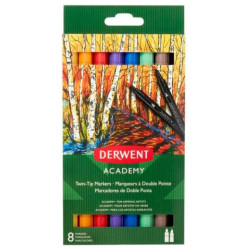 98206 DERWENT ROTULADORES ACADEMY DOBLE PUNTA FINA/PINCEL COLORES SURTIDOS ESTUCHE 8 UD