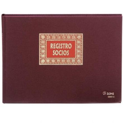 09914 DOHE LIBRO REGISTRO- REGISTRO DE SOCIOS 100H NUMERADAS FOLIO APAISADO 100GR BURDEOS