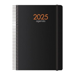 11620-2025 DOHE AGENDA ANUAL SYNCRO ESPIRAL 15X21CM D/P CIERRE C/GOMA PP NEGRO 2025