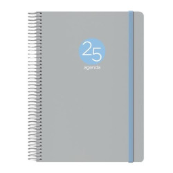 12689-2025 DOHE AGENDA ANUAL MEMPHIS ESPIRAL 15X21CM D/P CIERRE C/GOMA PP GRIS 2025