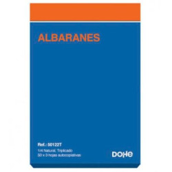 50122T DOHE TALONARIO DE ALBARANES PREIMPRESOS 150 HOJAS CUARTO NATURAL AUTOCOPIA POR TRIPLICADO -10U-