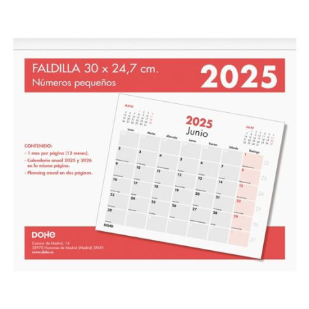 11645-2025 DOHE CALENDARIO SOBREMESA/FALDILLA 30X24