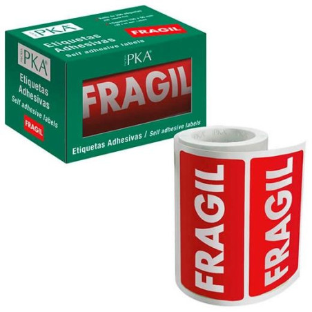 16411 DOHE PACKIA ROLLO ETIQUETAS ADHESIVAS PREIMPRESAS PARA ENVÍOS / 100 X 50 MM / "FRAGIL"