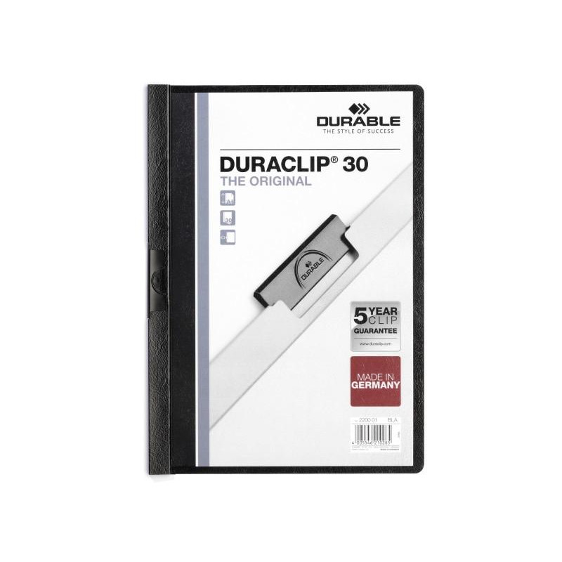 220001 DURABLE CARPETA DOSSIER PINZA DURACLIP 30 NEGRO A4 -25U-