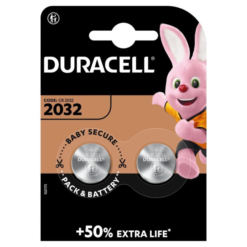 940282/1021175 DURACELL PILA ESPECIAL CR2032 DE BOTÓN LITIO 3V BLISTER + 50% EXTRA LIFE