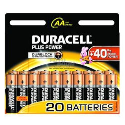 LR06AAAPACK20 DURACELL PILAS PLUS POWER LR06 ALCALINAS AA 1.5V -BLISTER 20U-