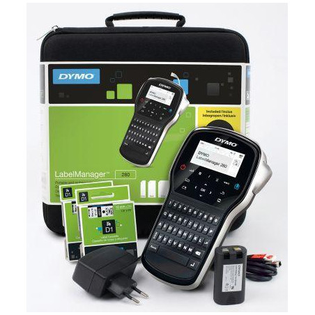 2091152 DYMO KIT IMPRESORA DE ETIQUETAS LABELMANAGER 280 TECLADO QWERTY + ETIQUETAS DE 6-12 MM D1+ CARGADOR