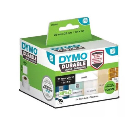 2112286 DYMO CINTA ADHESIVA DURABLE LABELWRITER LABELS 25X25MM (2 ROLLOS DE 850 ETIQUETAS)