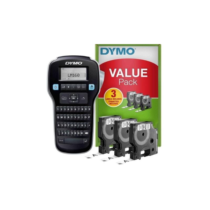 2142267/2181011 DYMO ETIQUETADORA - ROTULADORA ELECTRÓNICA LM160 + 3 CINTAS D1 DE 12MM NEGRO SOBRE BLANCO (45013) (VALUE PACK)