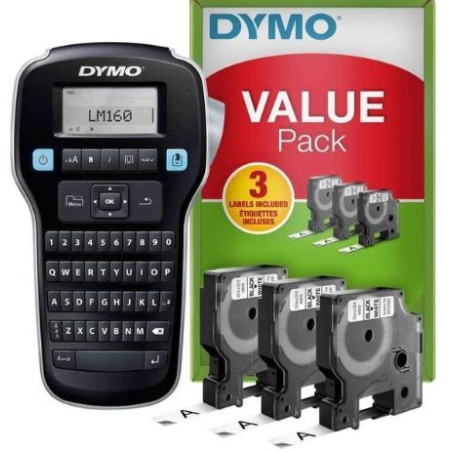 2142267/2181011 DYMO ETIQUETADORA - ROTULADORA ELECTRÓNICA LM160 + 3 CINTAS D1 DE 12MM NEGRO SOBRE BLANCO (45013) (VALUE PACK)