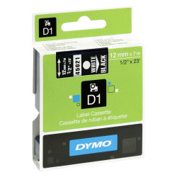 S0720610 DYMO CINTA DE TRANSFERENCIA TERMICA D1 45021.ETIQUETAS ESTÁNDAR BLANCO SOBRE NEGRO DE 12MMX7M. POLIESTER AUTOADHESIVA.