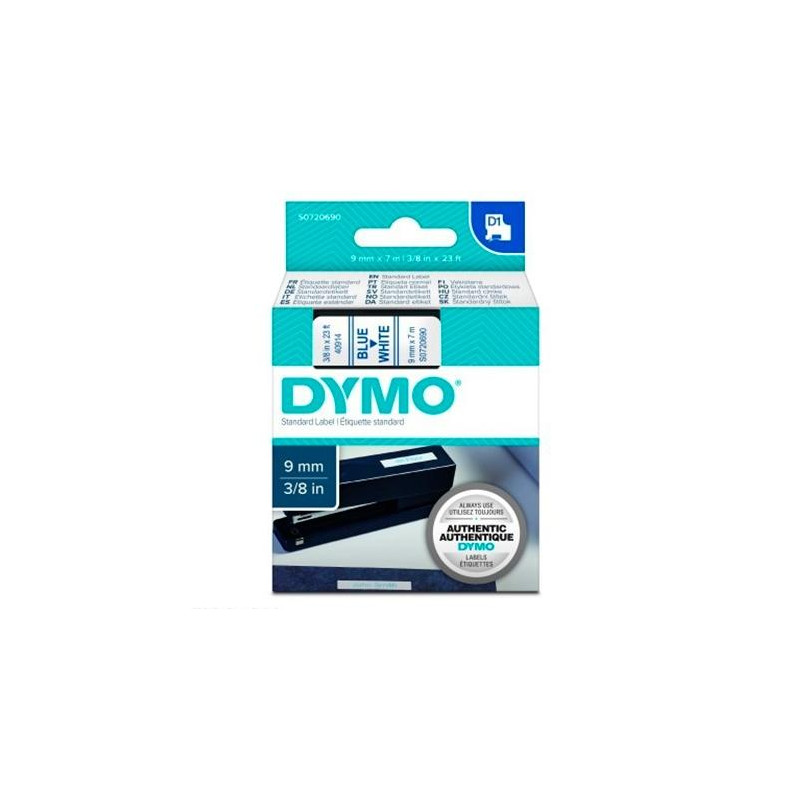 S0720690 DYMO CINTA DE TRANSFERENCIA TERMICA D1 40914. AZUL SOBRE BLANCO DE 9MMX7M. POLIESTER AUTOADHESIVA