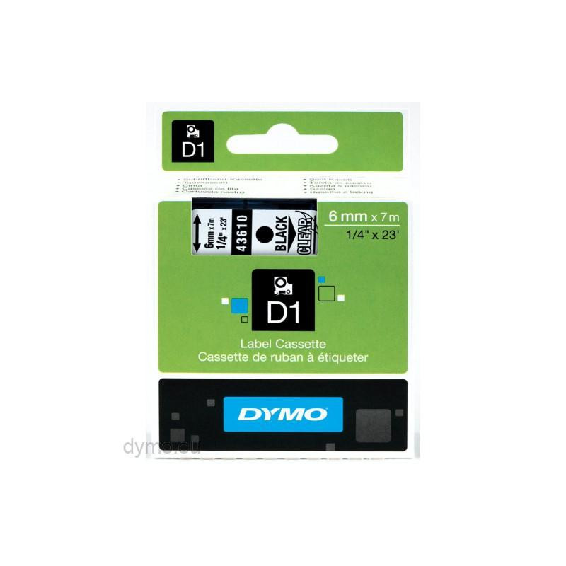 S0720770 DYMO CINTA DE TRANSFERENCIA TERMICA D1 43610. NEGRO SOBRE TRANSPARENTE DE 6MMX7M. POLIESTER AUTOADHESIVA