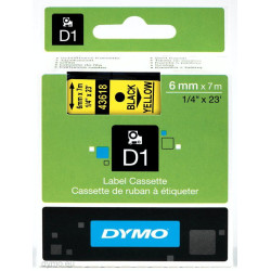 S0720790 DYMO CINTA DE TRANSFERENCIA TERMICA D1 43618. NEGRO SOBRE AMARILLO DE 6MMX7M. POLIESTER AUTOADHESIVA