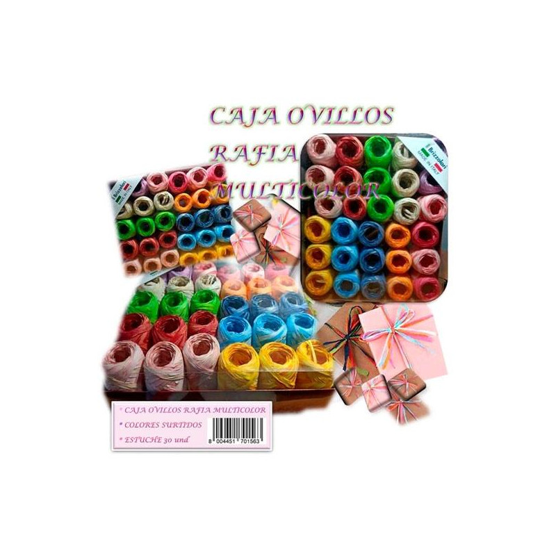 0-70156RC DM OVILLOS RAFIA CAJA 30 UD MULTICOLOR