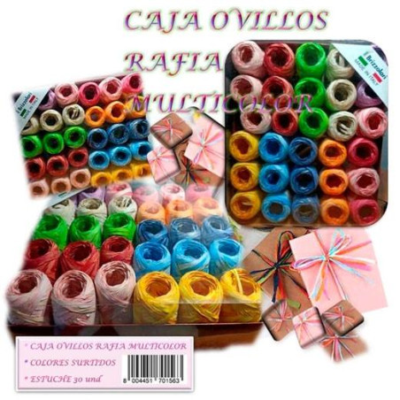 0-70156RC DM OVILLOS RAFIA CAJA 30 UD MULTICOLOR