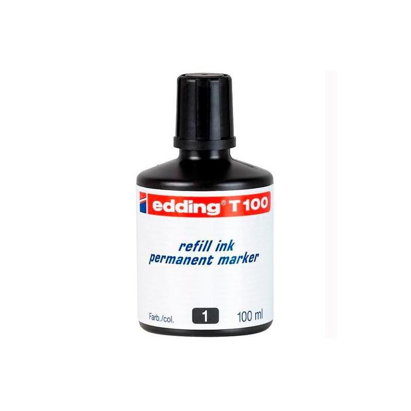 T100-01 EDDING FRASCO DE TINTA T100 PARA ROTULADOR PERMANENTE 100ML NEGRO