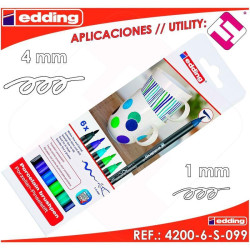 4200-6-S-099 EDDING ROTULADOR 4200 PARA PORCELANA PUNTA PINCEL C/SURTIDOS FRÍOS ESTUCHE 6 UD