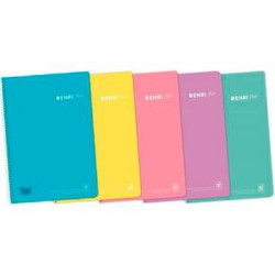 400150287 ENRI CUADERNO ESPIRAL FOLIO 80H 4X4MM C/M TAPA PP C/SURTIDOS PASTEL