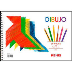 100302787 ENRI BLOC DE DIBUJO ESPIRAL PAJARITA 20H A4+ 120GR LISO MICROPERFORADO BLANCO