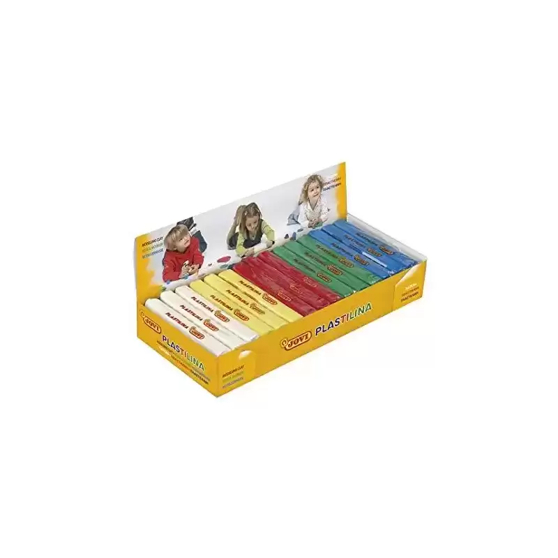 71B JOVI PLASTILINA PASTILLA 150GR 5 COLORES BÁSICOS SURTIDOS CAJA EXPOSITORA 15 UD