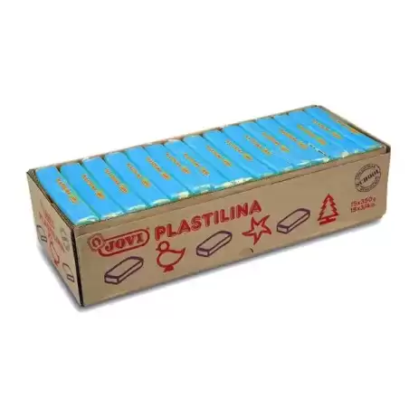 7212 JOVI PLASTILINA PASTILLA 350GR UNICOLOR AZUL CLARO CAJA 15 UD